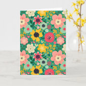 Funky Floral Pattern Kaart (Gele Bloem)