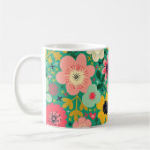 Funky Floral Pattern Koffiemok (Links)