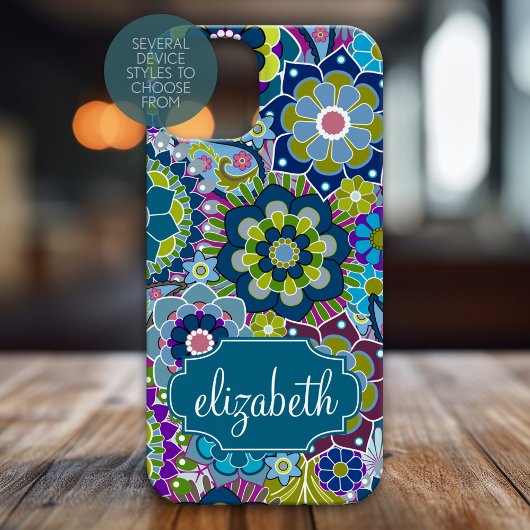 Funky Floral Pattern met aangepaste naam Case-Mate iPhone Case