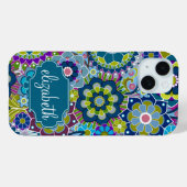 Funky Floral Pattern met aangepaste naam Case-Mate iPhone Case (Achterkant (horizontaal))