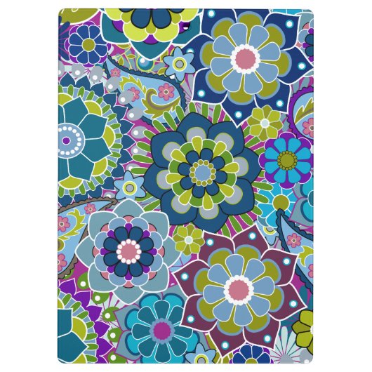 Funky Floral Pattern met aangepaste naam Klembord (Achterkant)