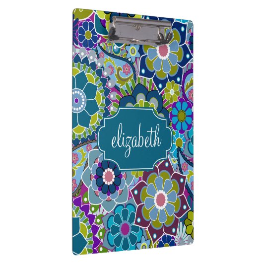 Funky Floral Pattern met aangepaste naam Klembord (Rechts)