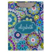 Funky Floral Pattern met aangepaste naam Klembord (Voorkant)
