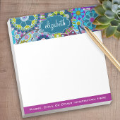 Funky Floral Pattern met aangepaste naam Notitieblok