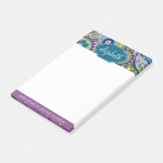 Funky Floral Pattern met aangepaste naam Post-it® Notes (Schuin)