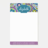 Funky Floral Pattern met aangepaste naam Post-it® Notes (Voorkant)