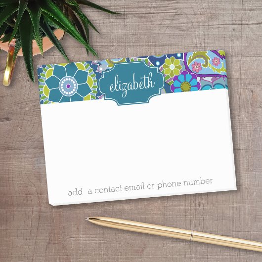 Funky Floral Pattern met aangepaste naam Post-it® Notes