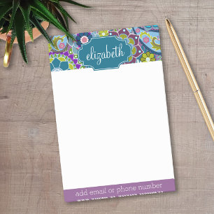 Funky Floral Pattern met aangepaste naam Post-it® Notes