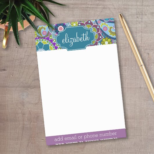 Funky Floral Pattern met aangepaste naam Post-it® Notes