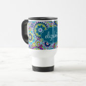 Funky Floral Pattern met aangepaste naam Reisbeker (Voorkant links)