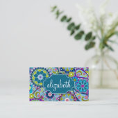 Funky Floral Pattern met aangepaste naam Visitekaartje (Staand voorkant)
