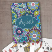 Funky Floral Pattern with Custom Name Pokerkaarten