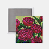 Funky Floral Peony Magnet (Voorkant / Achterkant)