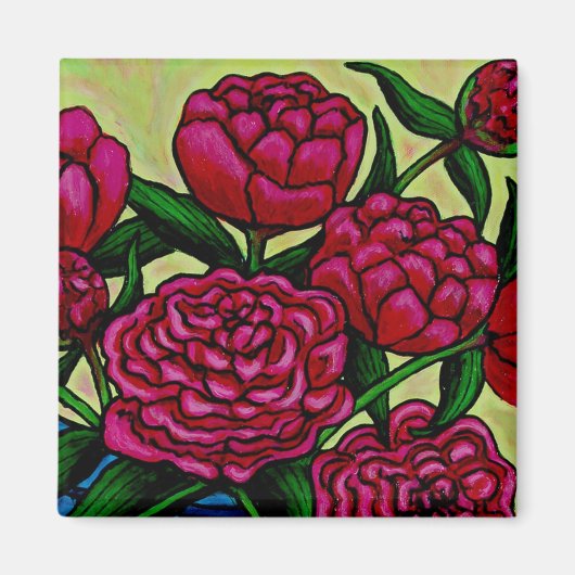 Funky Floral Peony Magnet (Voorkant)