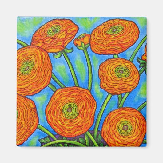 Funky Floral Ranunculus Magnet (Voorkant)