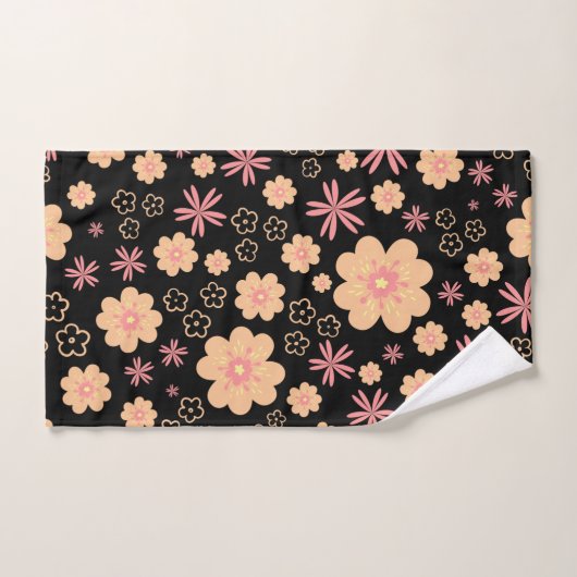 Funky Floral Retro Pattern Bath Towel Set Bad Handdoek (Handdoek)