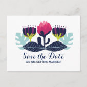 Funky Floral Save the Date Briefkaart (Voorkant)