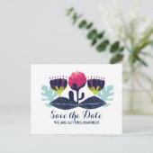 Funky Floral Save the Date Briefkaart (Staand voorkant)