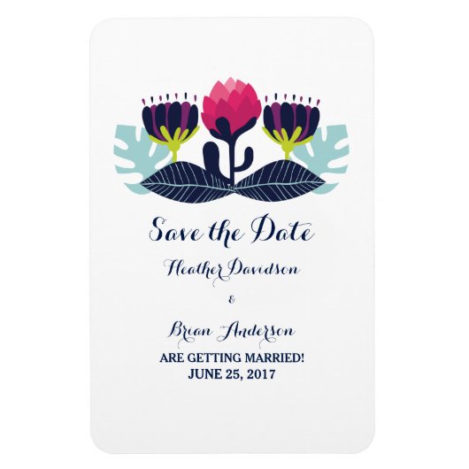 Funky Floral Save the Date Flexi Magnet Magneet (Verticaal)