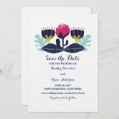 Funky Floral Save the Date Invite (Voorkant / Achterkant)