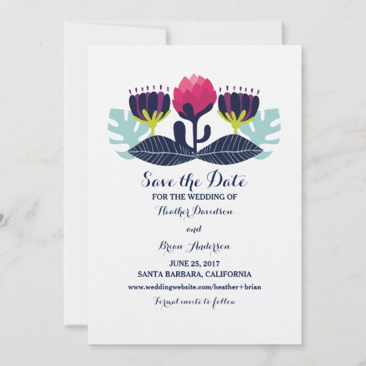 Funky Floral Save the Date Invite (Voorkant)