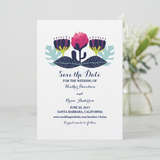 Funky Floral Save the Date Invite (Staand voorkant)