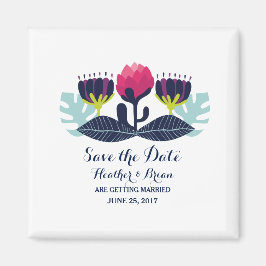 Funky Floral Save the Date Magnet