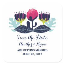 Funky Floral Save the Date Stickers