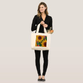 Funky Floral sunflower Canvas tas (Voorkant (model))