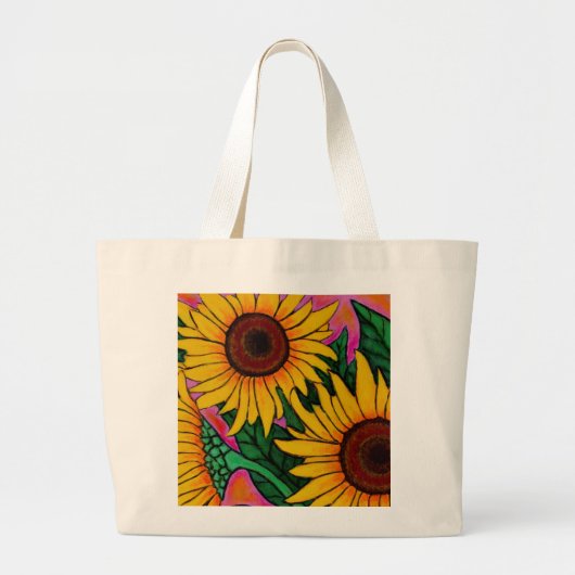 Funky Floral sunflower Canvas tas (Voorkant)