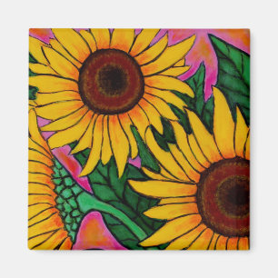 Funky Floral Sunflower Magnet