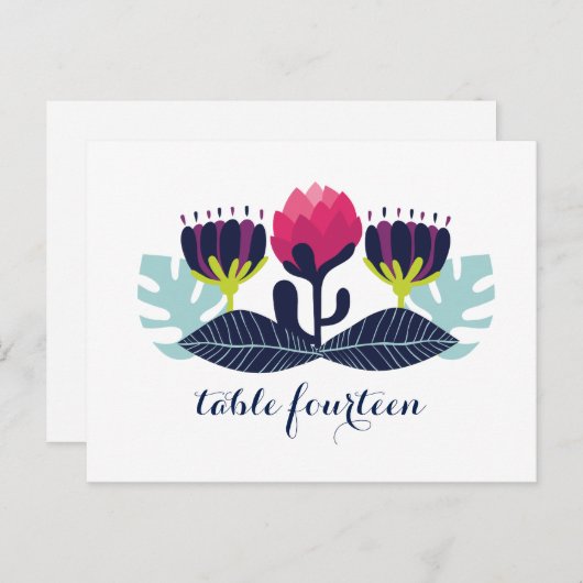 Funky Floral Table Number Briefkaart (Voorkant / Achterkant)