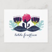 Funky Floral Table Number Briefkaart (Voorkant)