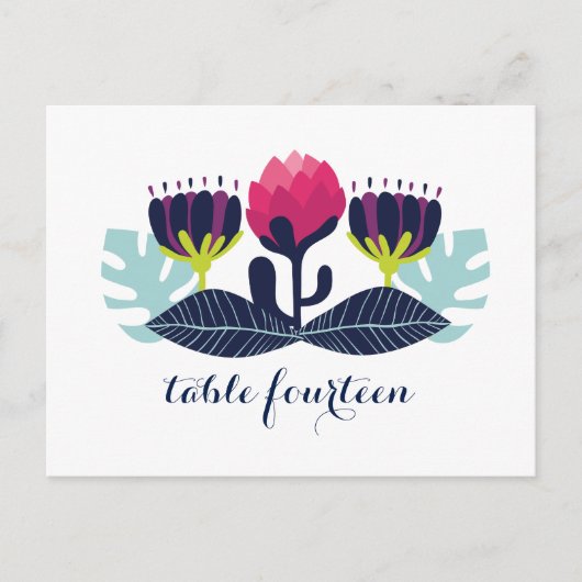 Funky Floral Table Number Briefkaart (Voorkant)