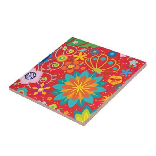 Funky Floral Tegeltje (Zijkant)