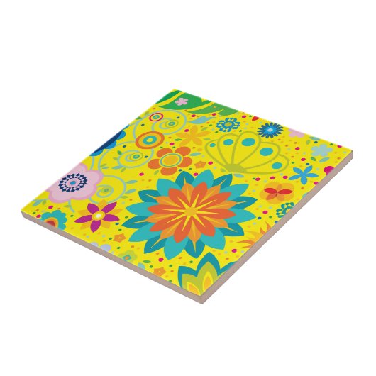 Funky Floral Tegeltje (Zijkant)