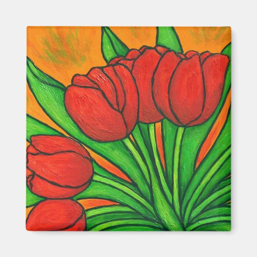 Funky Floral Tulip Magnet (Voorkant)