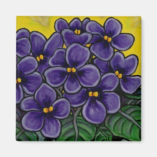 Funky Floral Violet Magnet (Voorkant)