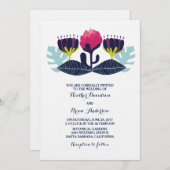 Funky Floral Wedding Invitation Kaart (Voorkant / Achterkant)