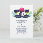 Funky Floral Wedding Invitation Kaart (Staand voorkant)