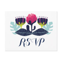 Funky Floral Wedding RSVP Briefkaart