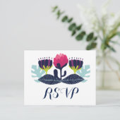 Funky Floral Wedding RSVP Briefkaart (Staand voorkant)