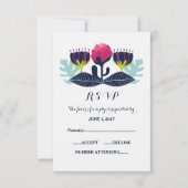 Funky Floral Wedding RSVP Kaart (Voorkant)