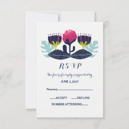 Funky Floral Wedding RSVP Kaart