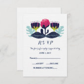 Funky Floral Wedding RSVP Kaart (Voorkant / Achterkant)