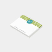 Funky florale patroon met aangepast Blauwgroen mon Post-it® Notes (Schuin)