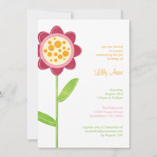 Funky Flower Girls Birthday Party Kaart