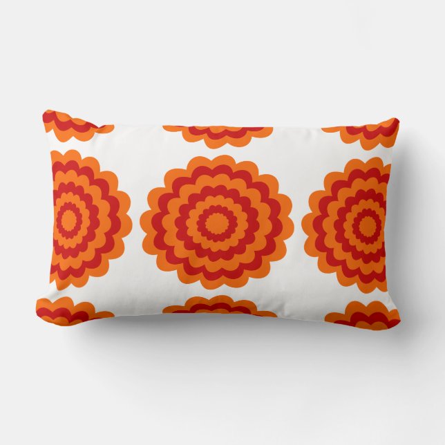 Funky Flower in Oranje en Red. Kussen (Voorkant)