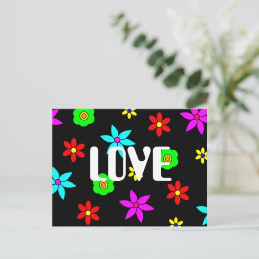 Funky Flower Love Explosion Briefkaart (Staand voorkant)