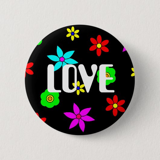 Funky Flower Love Explosion Ronde Button 5,7 Cm (Voorkant)